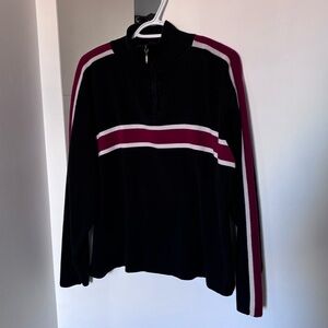 L.L. Bean Black and Red Quarter-Zip Sweater